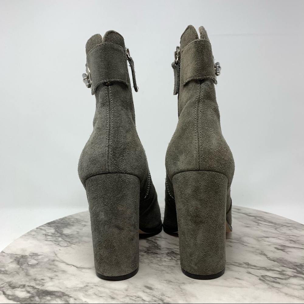 Reiss Buckle Detail Suede Booties 38 Classic Academia Minimalist Preppy Neutral - Picture 5 of 16
